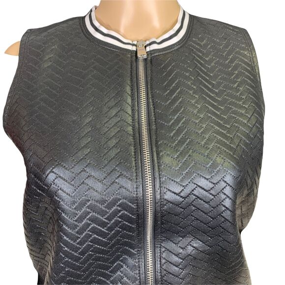 Vintage Alexandra Collection Womens Vest Faux Leather Chevron Black White Small - Picture 5 of 12